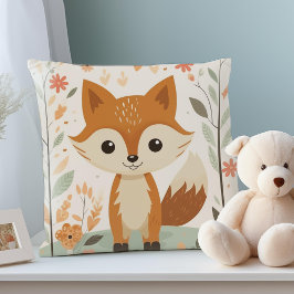 Cojín Decorativo Zorra de Woodland Cute, Pillow de Nursery Neutral 