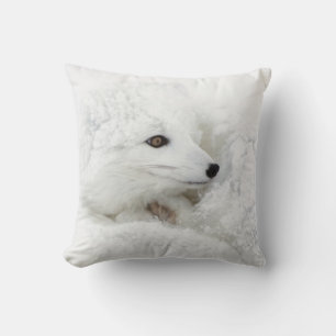 Cojín Decorativo Zorro ártico acurrucado en invierno