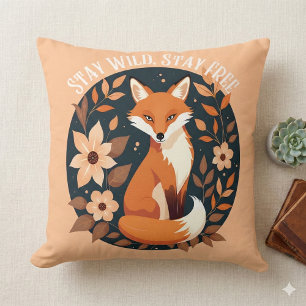 Cojín Decorativo Zorro Boho "Mantén tu esencia salvaje, Mantén tu l