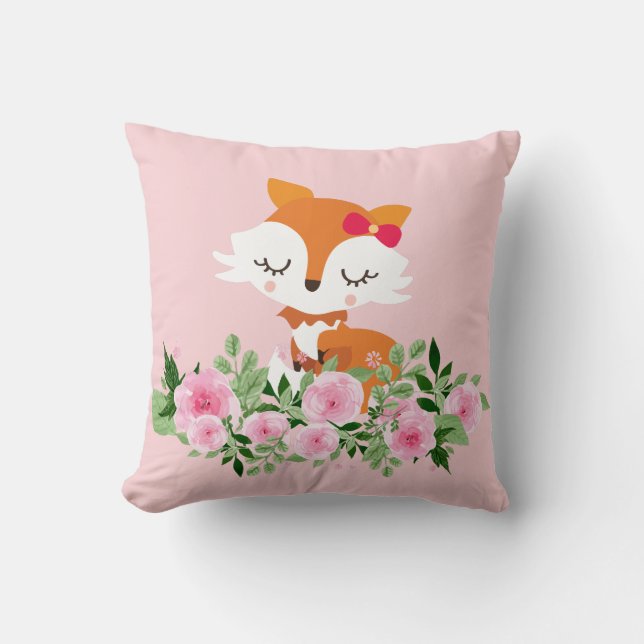 Cojín Decorativo zorro de bosque, zorro lindo, (Anverso)