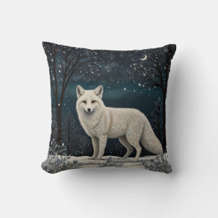 Cojín Decorativo Zorro de invierno blanco retro elegante