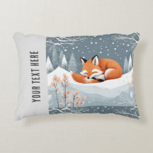 Zorro Dormido en Nieve Invernal Festividad Lindo A