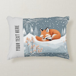 Cojín Decorativo Zorro Dormido en Nieve Invernal Festividad Lindo A