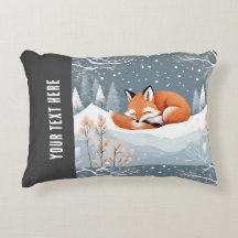 Zorro Dormido en Nieve Invernal Navideño Acogedor