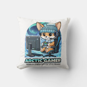 Cojín Decorativo Zorro Fennec Gamer Ártico - Aurora Boreal de Invie