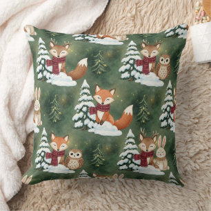 Cojín Decorativo Zorro lindo ciervo búho Navidad invierno bosque