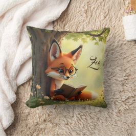 Cojín Decorativo Zorro lindo leyendo un libro, personalizado para n