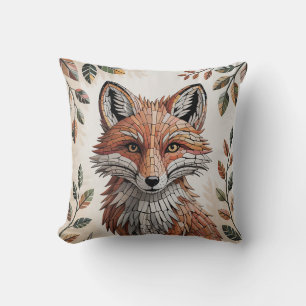 Cojín Decorativo Zorro Mosaico Acogedor Bosque