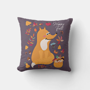 Cojín Decorativo Zorro otoñal lindo con texto personalizado