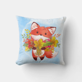 Cojín Decorativo Zorro rojo de dos lados con hojas de otoño, paragu