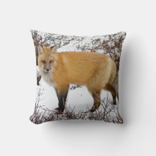 Cojín Decorativo Zorro Rojo en nieve en invierno