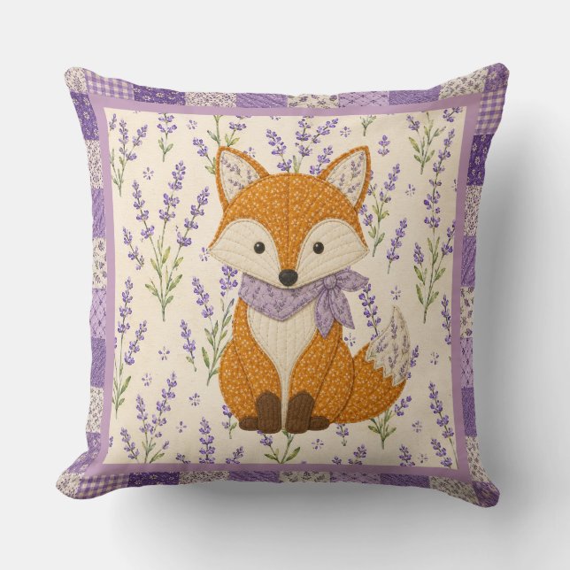 Cojín Decorativo Zorro y lavanda  (Anverso)