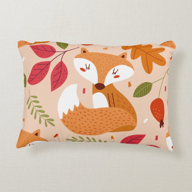 Cojín Decorativo Zorros populares modernos (Reverso)