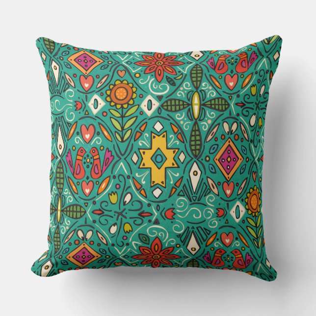 Cojín Decorativo zoryana verde azulada (Anverso)