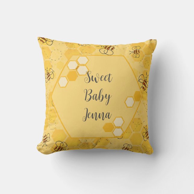 Cojín Decorativo Zumbido de abeja Abejas miel Lindas  (Anverso)