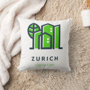 Cojín Decorativo Zúrich Suiza Ciudad Verde Sostenible