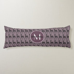 Cojín Deer violeta morado monogramado personalizado   N3