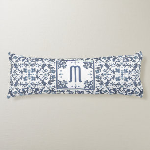 Cojín Denim Azul Monograma Ornamentado