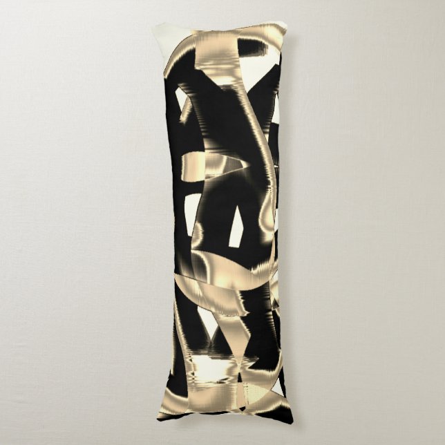 Cojín Desechos beige y negro, cintas destruidas en blanc (Frente vertical)