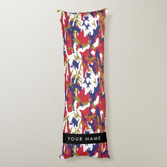 Cojín Día de la Independencia Camuflaje Su nombre Person (Atrás (Vertical))