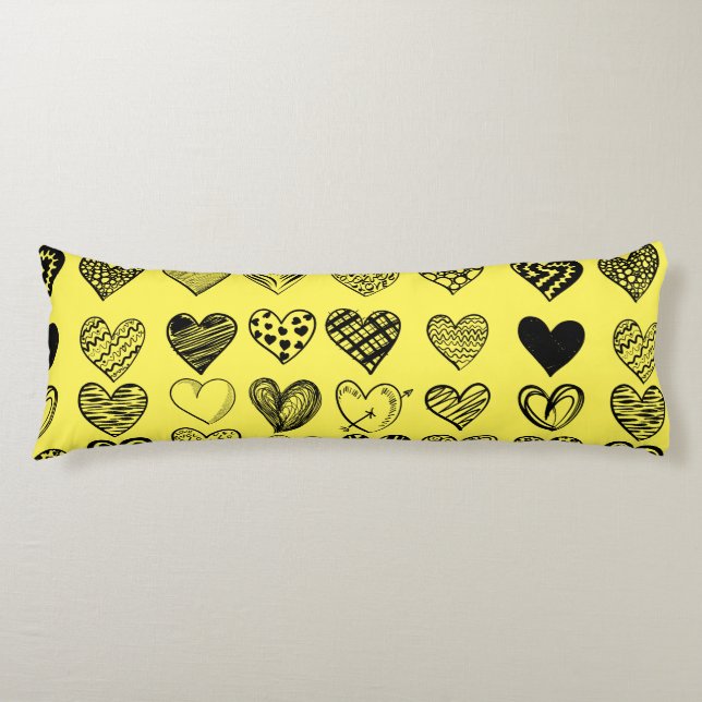 Cojín Dibujo Adorable de Crítica del Corazón Negro (Anverso)