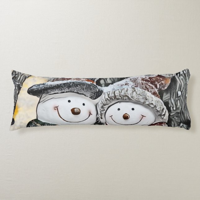 Cojín Dibujo de pintora de nieve y muñeco de nieve (Anverso)