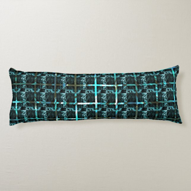 Cojín ¿Diferentes ajedrez, cuadrados o imagen cian bajo  (Reverso)