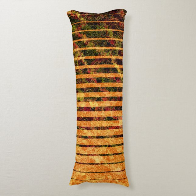 Cojín Diferentes rayas naranjas, cuadrados pequeños rasp (Frente vertical)