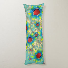 Cojín Different virtual flowers, bluish petals upon teal