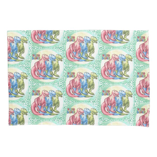 Cojín Dino Dudes funda de almohadas de dinosaurios (Anverso)