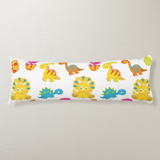 Cojín Dinosaurios Cutos, Patrón De Dinosaurios, Dino Beb (Anverso)