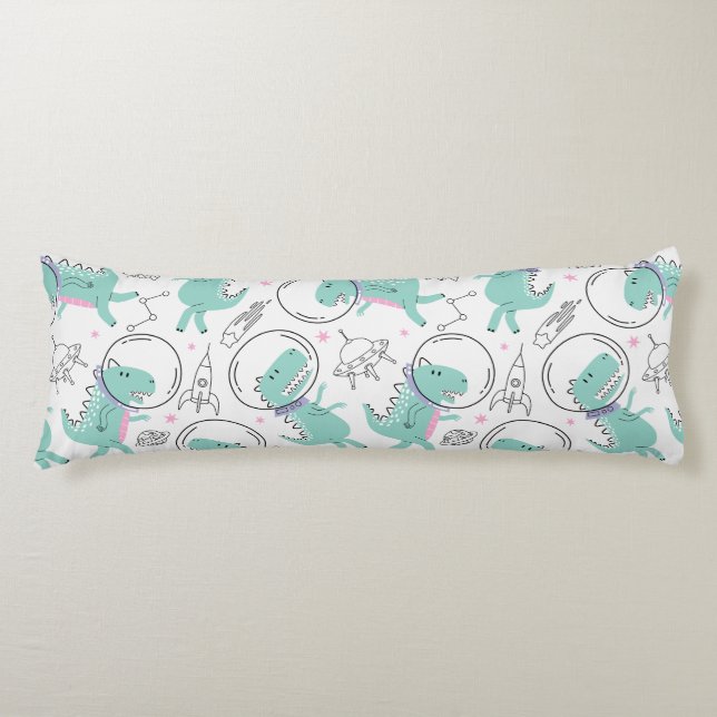 Cojín Dinosaurios Espaciales, Dinosaurios Cutos, Buques  (Anverso)