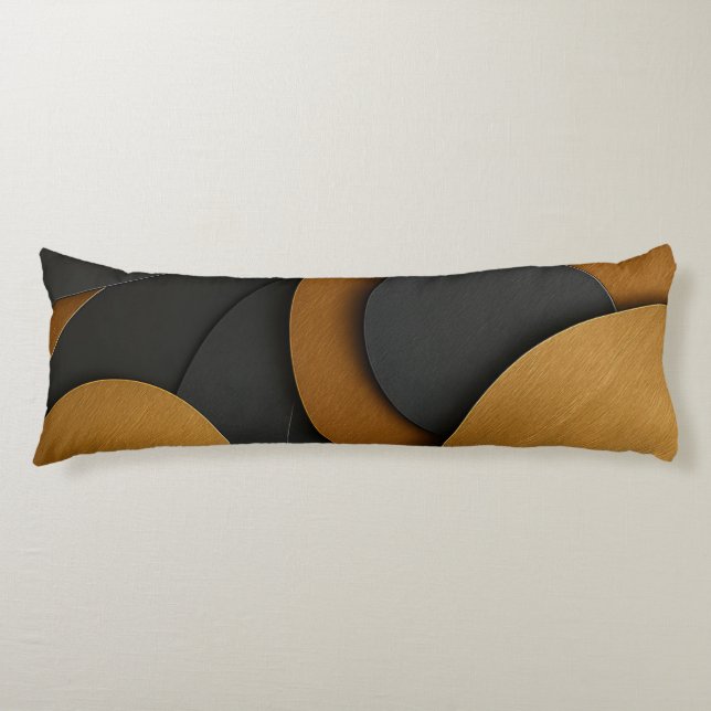 Cojín Diseño abstracto geométrico de lujo negro y oro (Anverso)