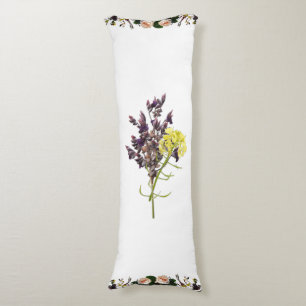 Cojín Diseño botánico de lavanda y flor silvestre amaril