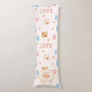 Cojín Diseño de acuarela "LOVE" con pinturas de perros