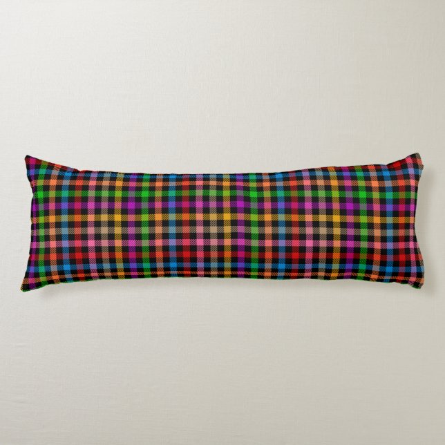 Cojín Diseño de cuadros escoceses de gingham de arcoíris (Anverso)