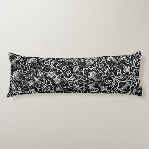 Cojín Diseño de flores dálmata negro lindo