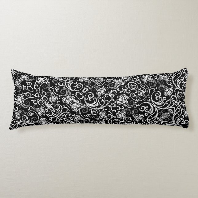 Cojín Diseño de flores dálmata negro lindo (Anverso)