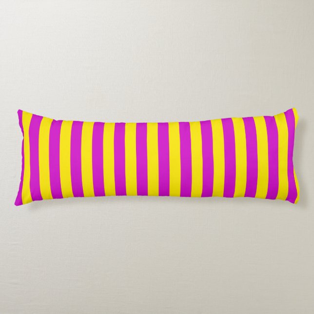 Cojín Diseño de franjas moradas y amarillas (Anverso)