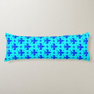 Cojín Diseño de patrón de flor de lis azul cian