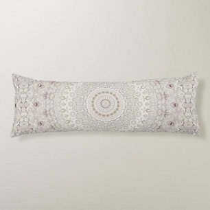 Cojín Diseño de patrón de mandala beige y taupe