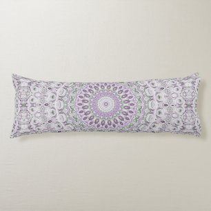 Cojín Diseño de patrón de mandala lavanda y verde
