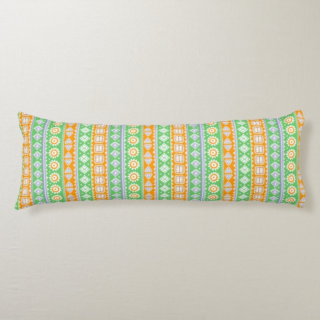 Cojín Diseño de patrones étnicos naranja verde lindo (Anverso)