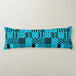 Cojín Diseño de patrones mixtos azul negro
