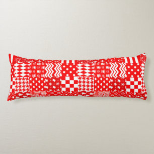 Cojín Diseño de patrones mixtos blancos rojos