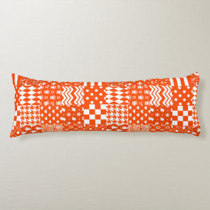 Cojín Diseño de patrones mixtos de color blanco naranja