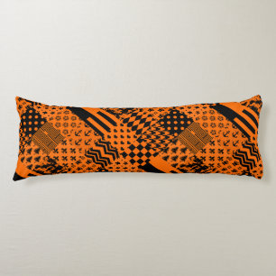 Cojín Diseño de patrones mixtos de color negro naranja