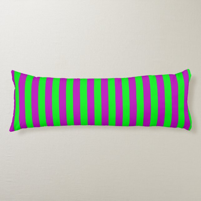 Cojín Diseño de rayas moradas y verdes (Anverso)