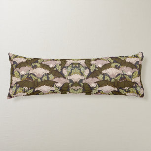 Cojín Diseño Floral de Murciélago y Amapola Art Nouveau