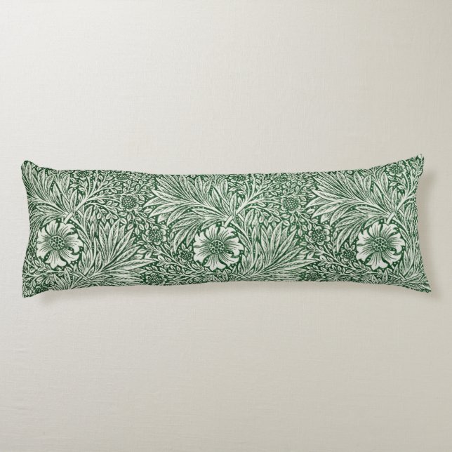 Cojín diseño floral verde caléndula de william morris (Reverso)